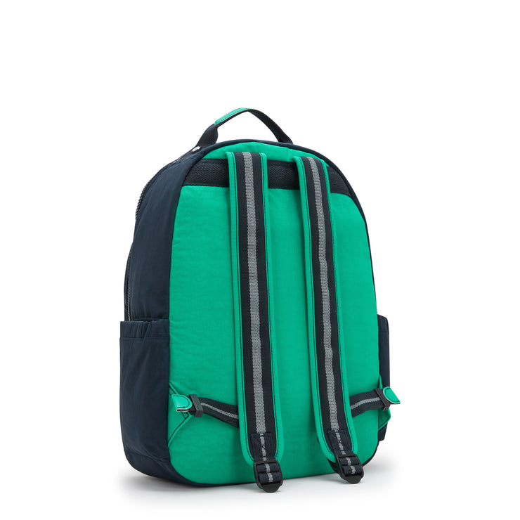 Kipling Seoul Large Backpack Blue Green Block - side view