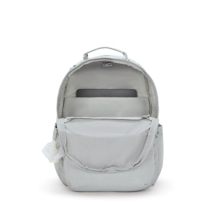 Kipling Seoul backpack with laptop protection, Easy Grey, interior view