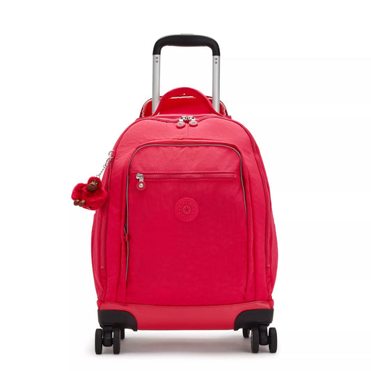 Kipling NEW ZEA Kids' Wheeled Backpack True Pink - front view