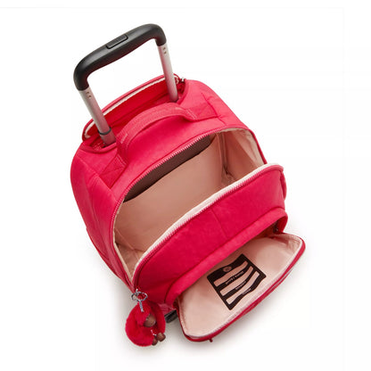Kipling NEW ZEA Kids' Wheeled Backpack True Pink - detail view