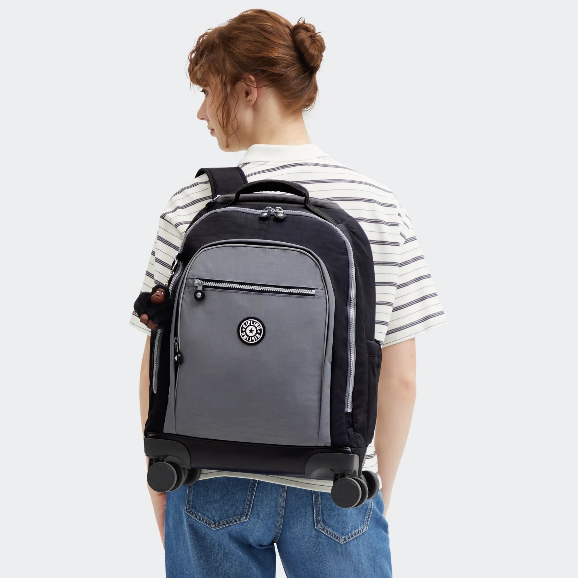 Kipling NEW ZEA Kids' Wheeled Backpack Space Black Block - detail view