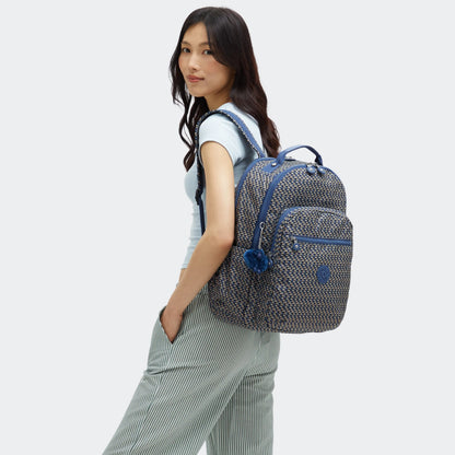 Kipling SEOUL Backpack with Laptop Protection Blue on Wire Large - detail view