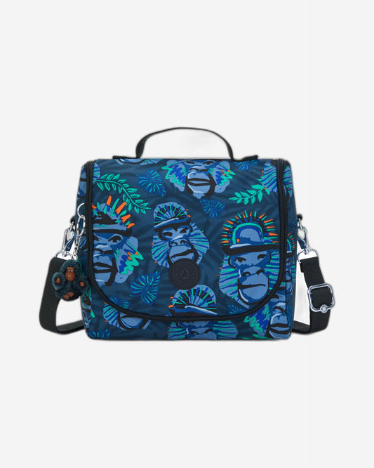 Kipling Kichirou Insulated Lunch Bag Blue Monkey Fun Large - front view
