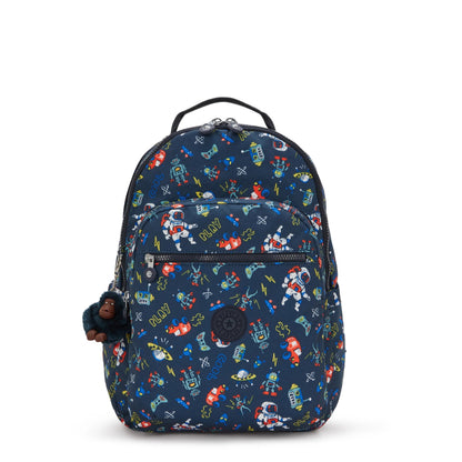 Kipling SEOUL LAP Backpack Space Game Blue - front view