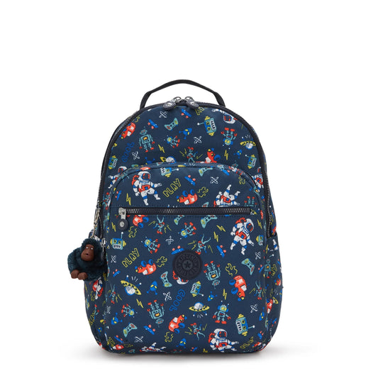 Kipling SEOUL LAP Backpack Space Game Blue - front view