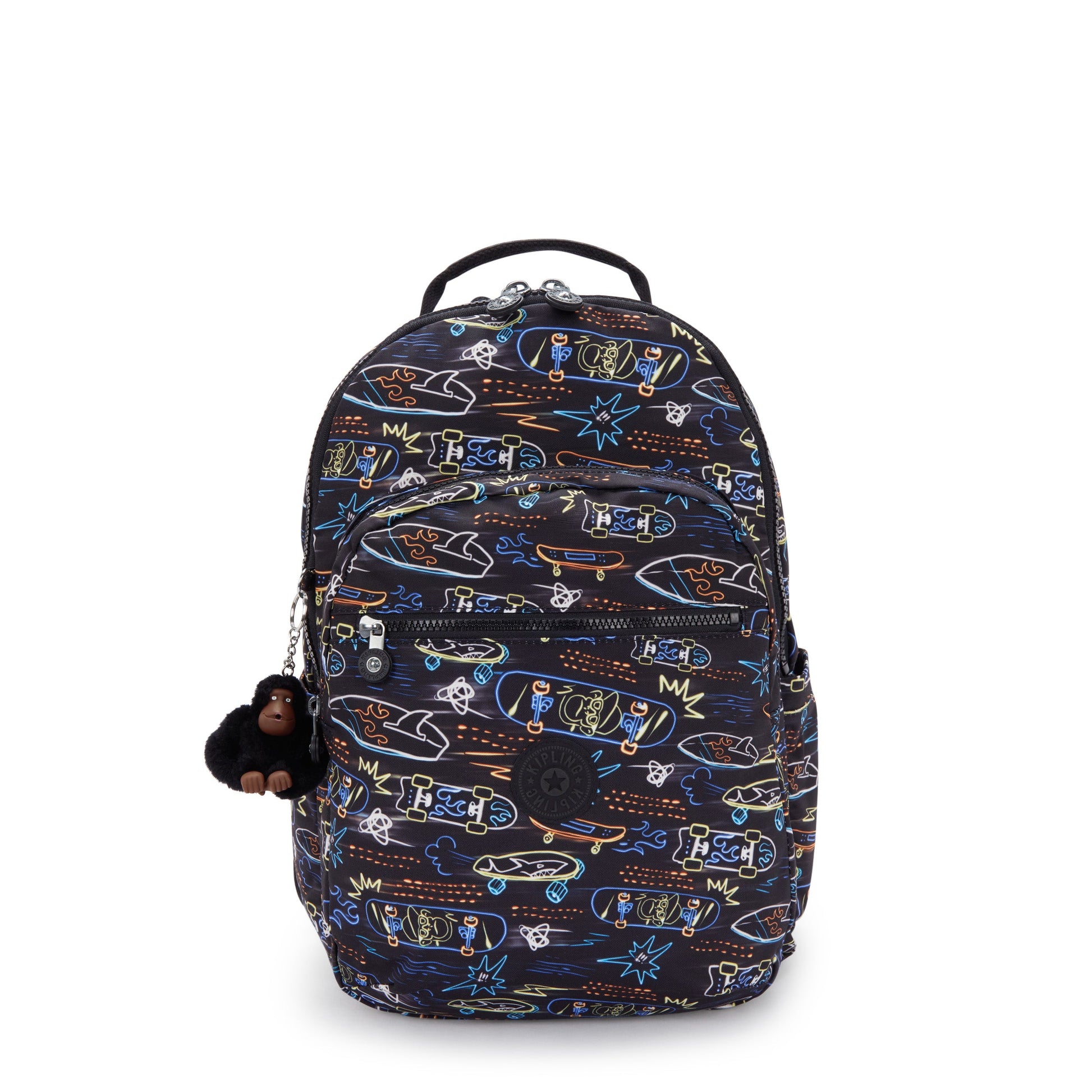Kipling Seoul Lap Backpack Neon Skate - front view