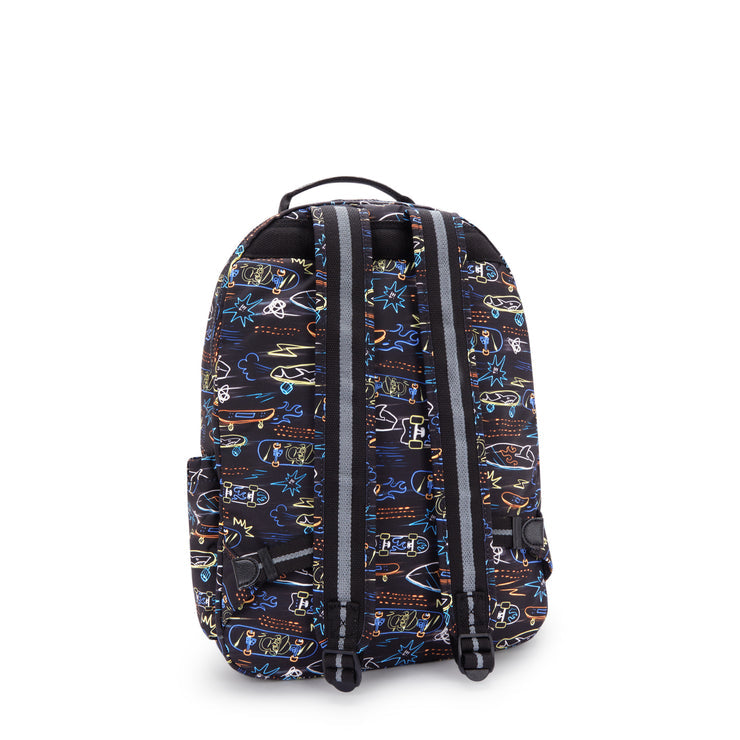 Kipling Seoul Lap Backpack Neon Skate - side view