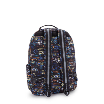 Kipling Seoul Lap Backpack Neon Skate - side view