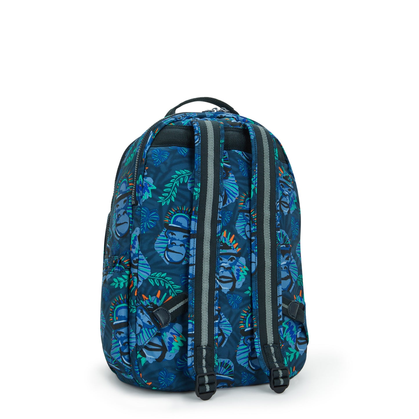 Kipling SEOUL LAP Backpack with Laptop Compartment Blue Monkey Fun - Large, side view