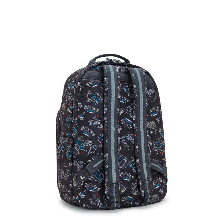 Kipling SEOUL LAP backpack Jungle Fun Race - side view
