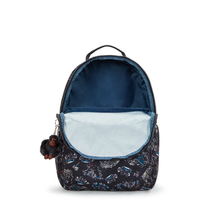Kipling SEOUL LAP backpack Jungle Fun Race - laptop compartment view