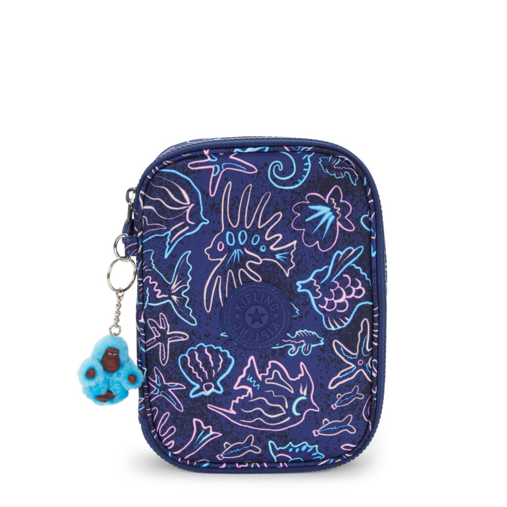 Kipling 100 PENS Large Pencase Disco Fish - front view