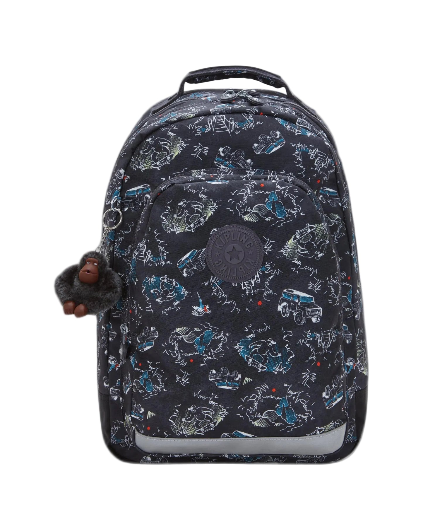 Kipling Class Room Backpack Jungle Fun Race - front view