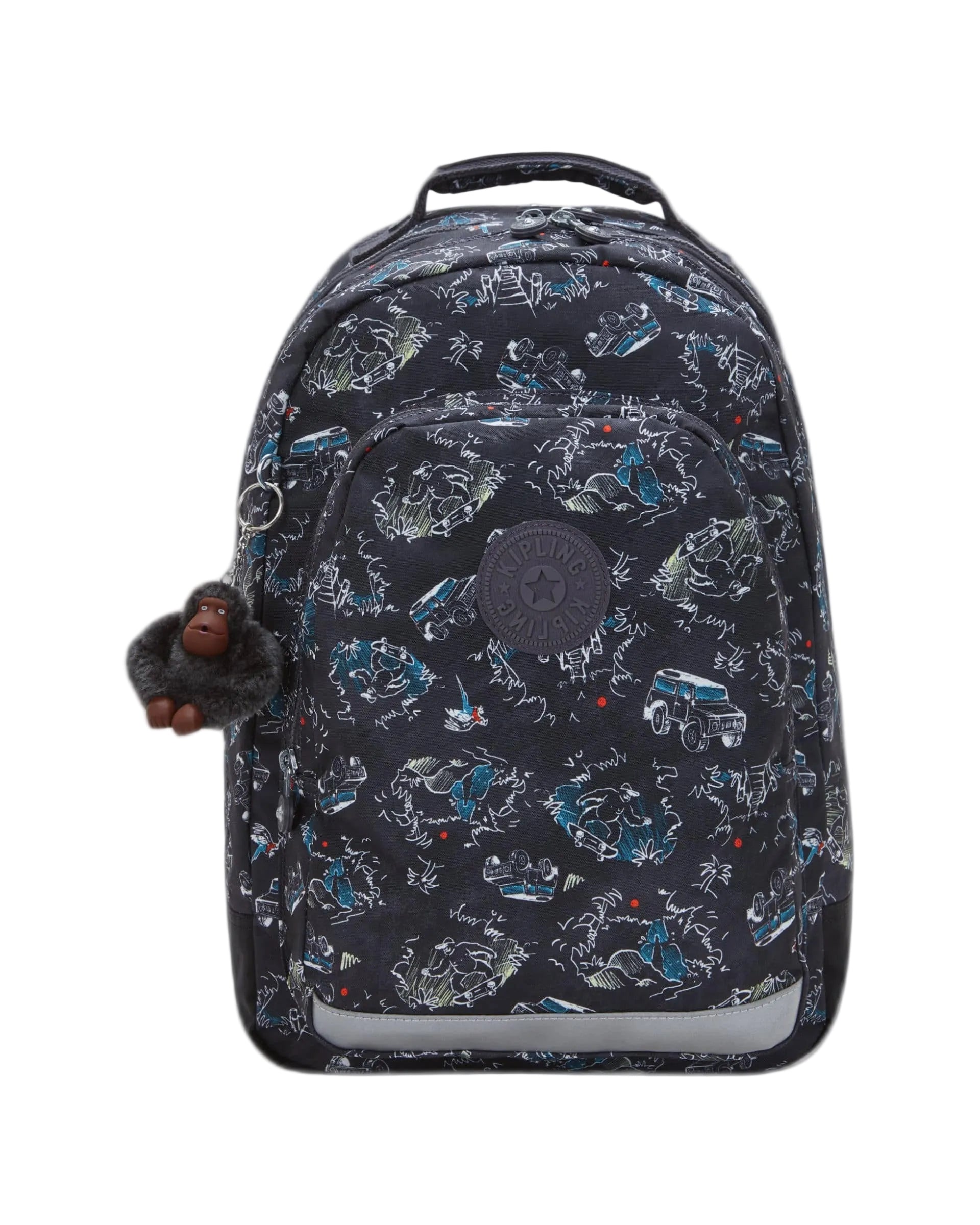 Kipling Class Room Backpack Jungle Fun Race - front view