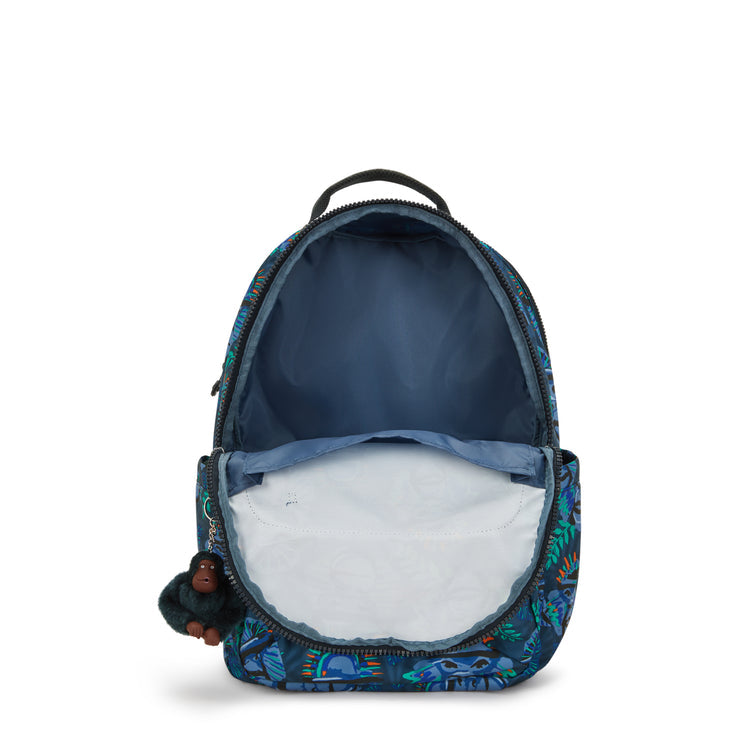 Kipling SEOUL College Backpack Blue Monkey Fun - detail view