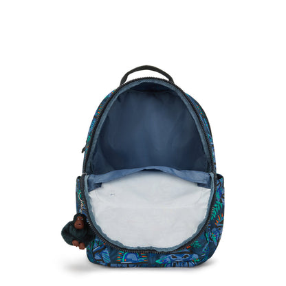 Kipling SEOUL College Backpack Blue Monkey Fun - detail view