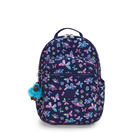 Kipling Seoul College Backpack Butterfly Fun - front view