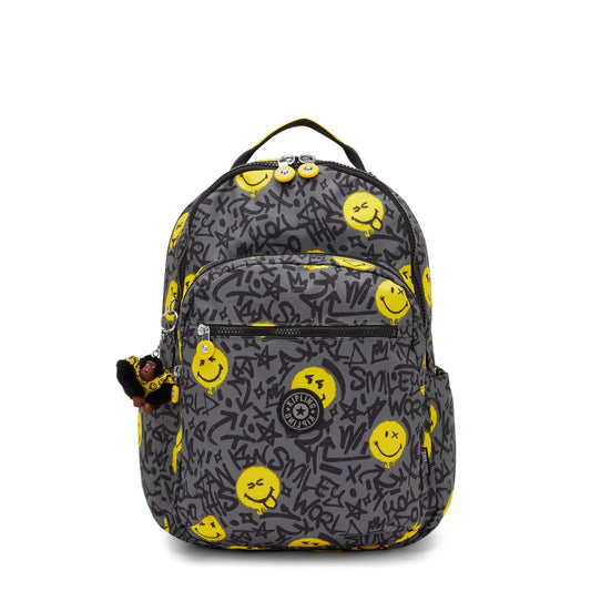 Kipling Seoul Laptop Backpack Happy Grey - front view