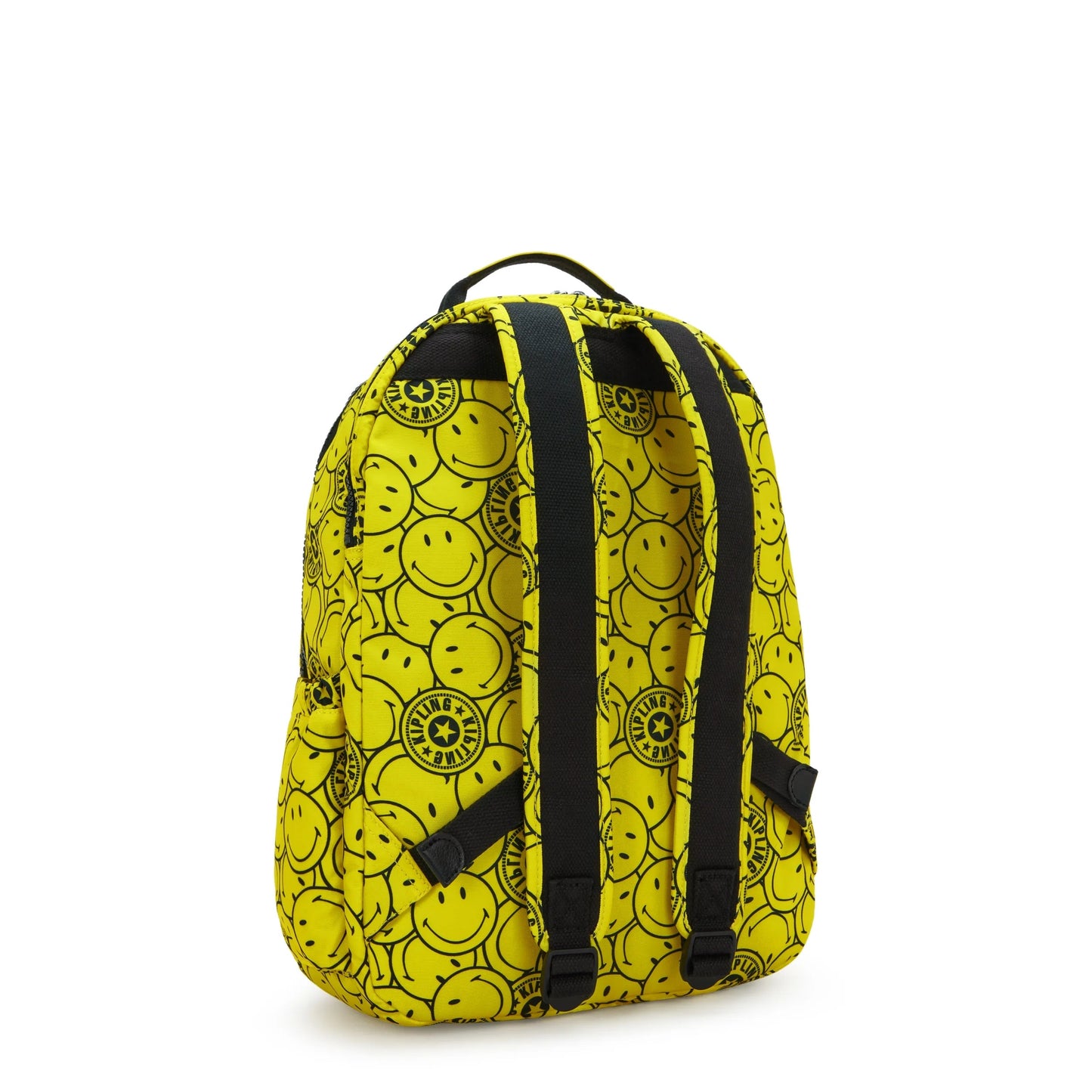 Kipling Seoul Lap Smiley Backpack Yellow Fun Ball - side view
