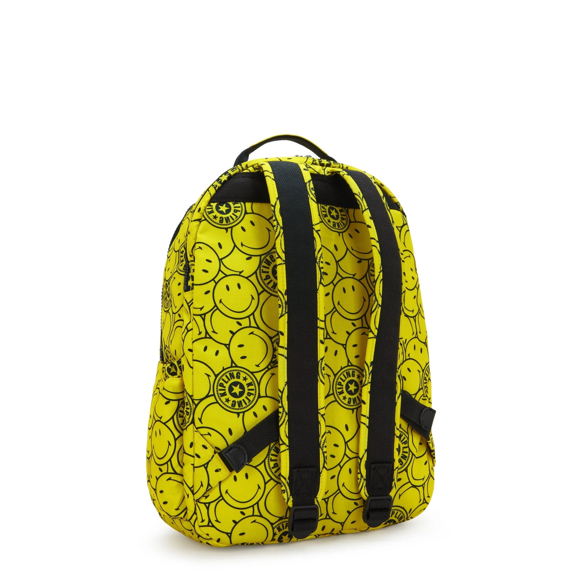 Kipling Seoul Lap Smiley Backpack Yellow Fun Ball - side view
