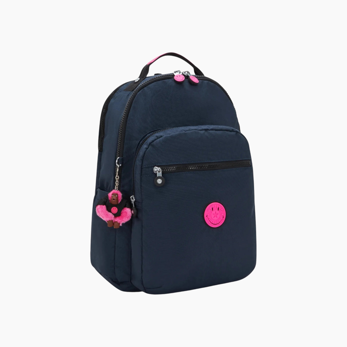 Kipling Seoul Lap Smiley Backpack Pink Fun Blue - back view