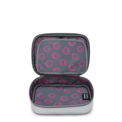 Kipling 100 Pens Large Pencase Happy Face Silver - detail view