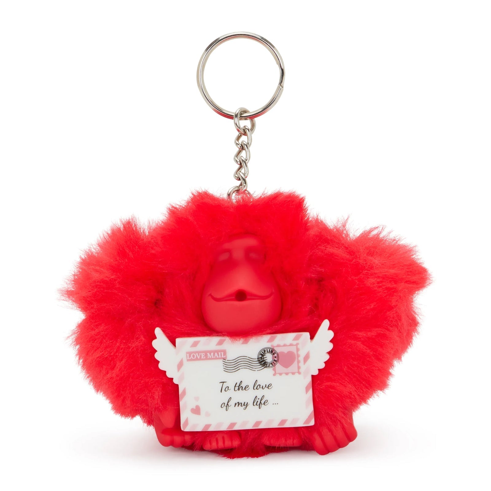 Kipling Valentine Letter Monkey Keychain Letter Red 5BW - front