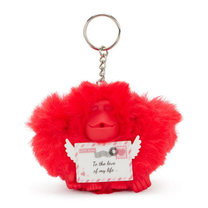 Kipling Valentine Letter Monkey Keychain Letter Red 5BW - front