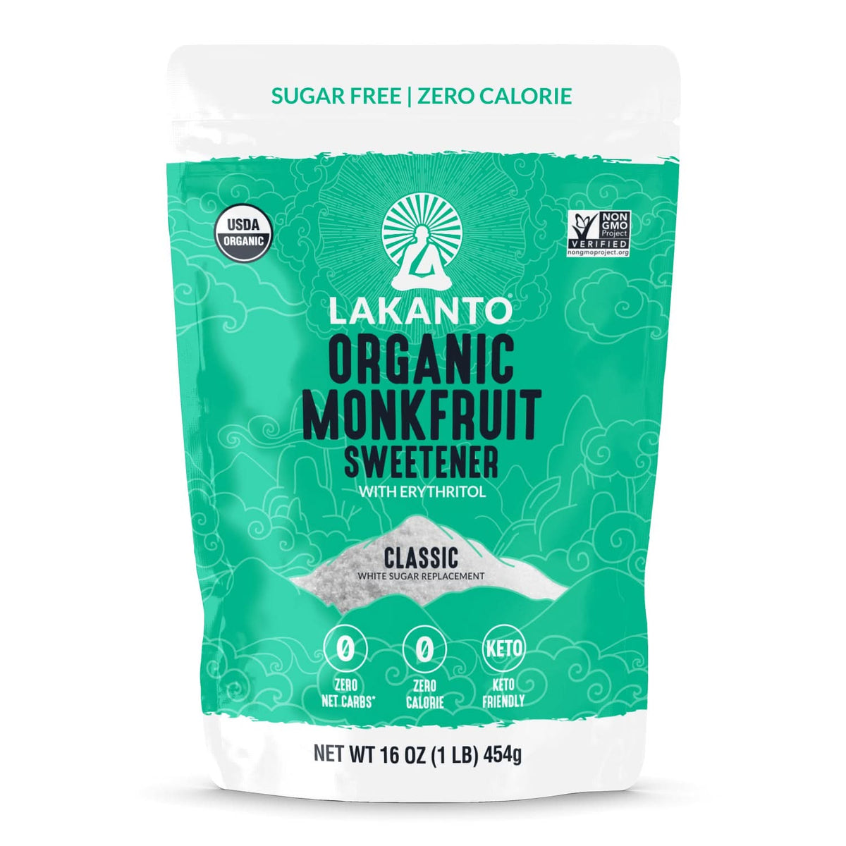 Lakanto Organic Classic Monk Fruit Sweetener 454g bag front