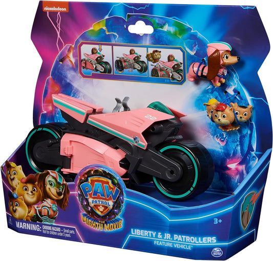 Paw Patrol - Movie 2 - Motorcycle Toy Vehicle, with Mighty Pups Liberty and Junior Patroller Toy Figures