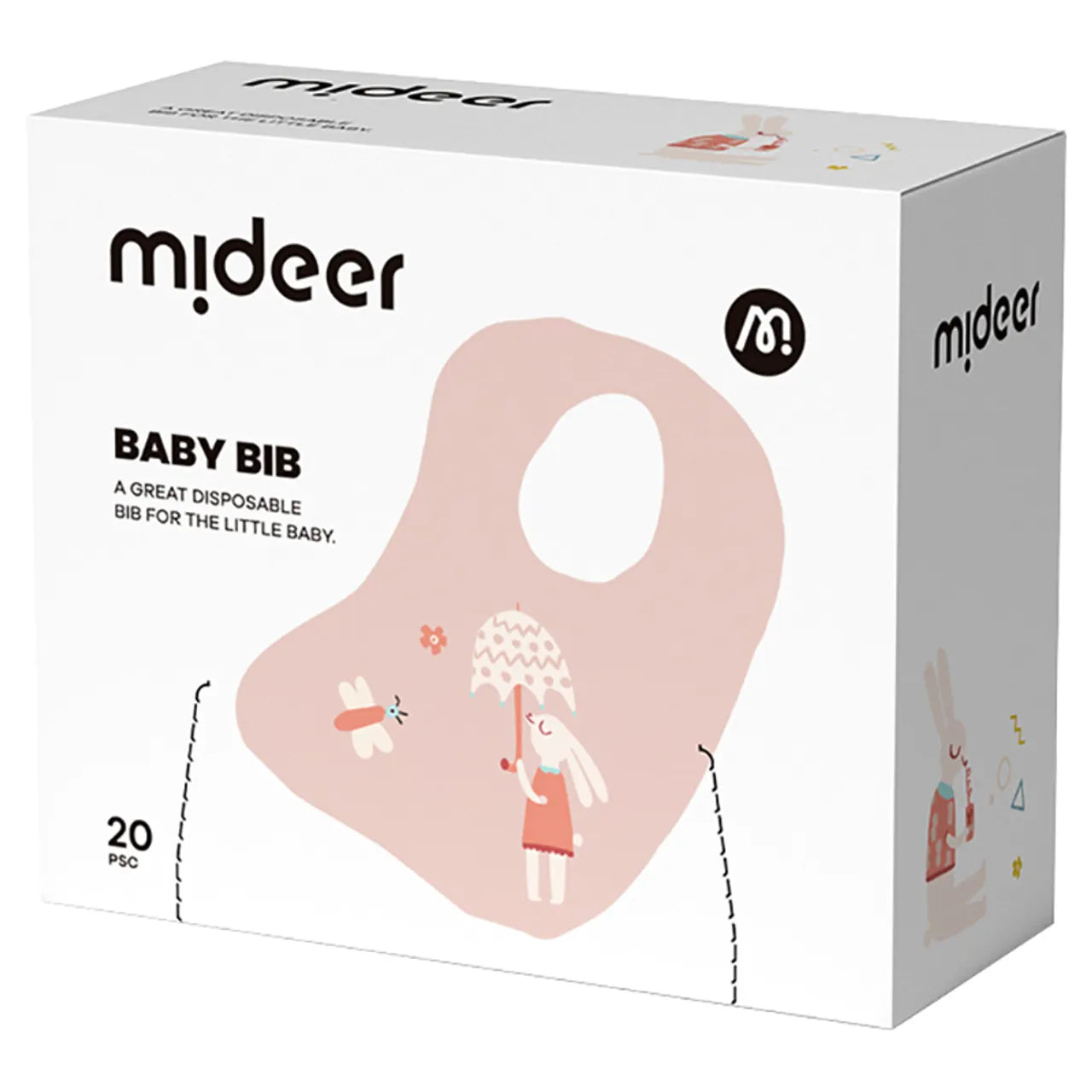 Mideer - Disposable Baby Bib | Pink Bunny 20pcs Mideer - Disposable Baby Bib | Pink Bunny 20pcs