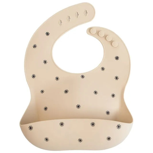 MUSHIE - Silicone Baby Bib | Black Daisy