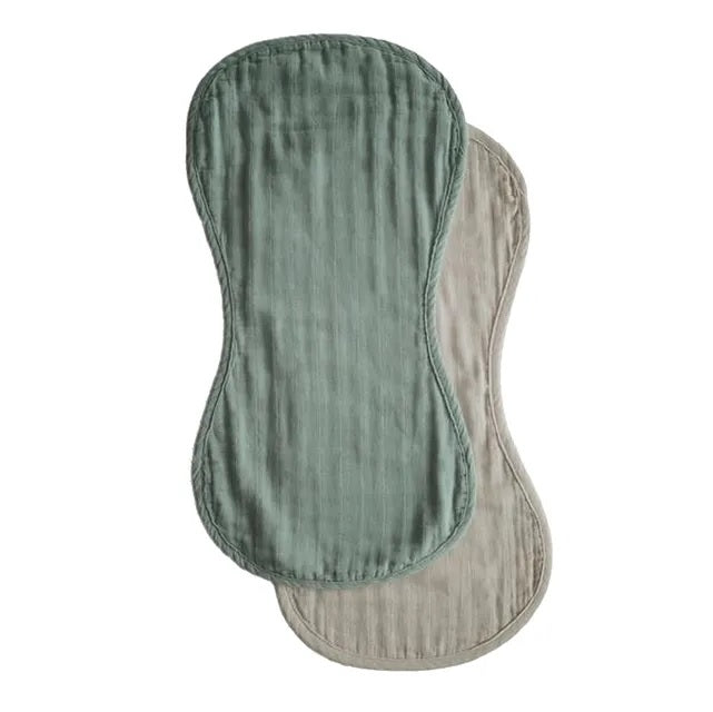 MUSHIE - Muslin Burp Cloth Organic Cotton 2-Pack (Roman Green/Fog) MUSHIE - Muslin Burp Cloth Organic Cotton 2-Pack (Roman Green/Fog)