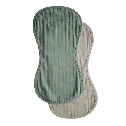 MUSHIE - Muslin Burp Cloth Organic Cotton 2-Pack (Roman Green/Fog)