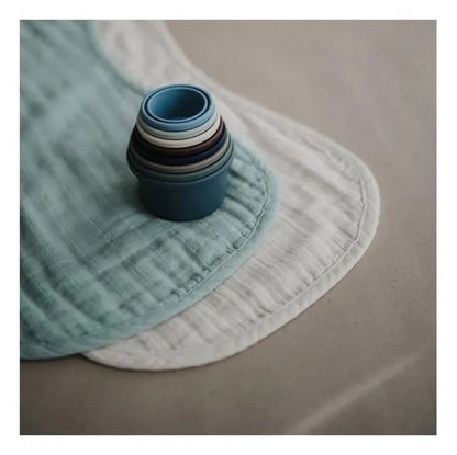 MUSHIE - Muslin Burp Cloth Organic Cotton 2-Pack (Roman Green/Fog)