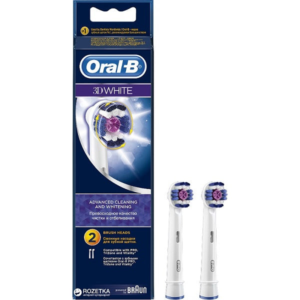 Oral-B Braun - 3D White Replacement Brush Heads 2 Pack