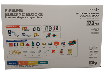 PLZ - Marble Run Magnetic Tiles With Hammer Ejection | 173pcs