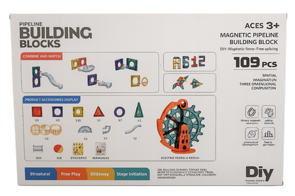 PLZ - Marble Run Magnetic Tiles Electric wheels with sound | 109pc