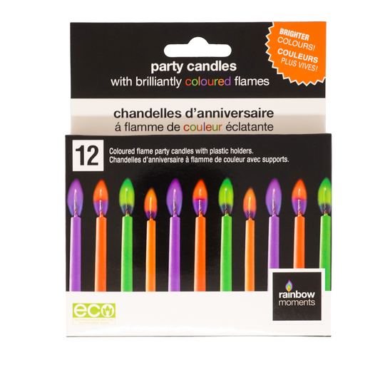 Rainbow Moments - Color flame candles with holders | 12 pack