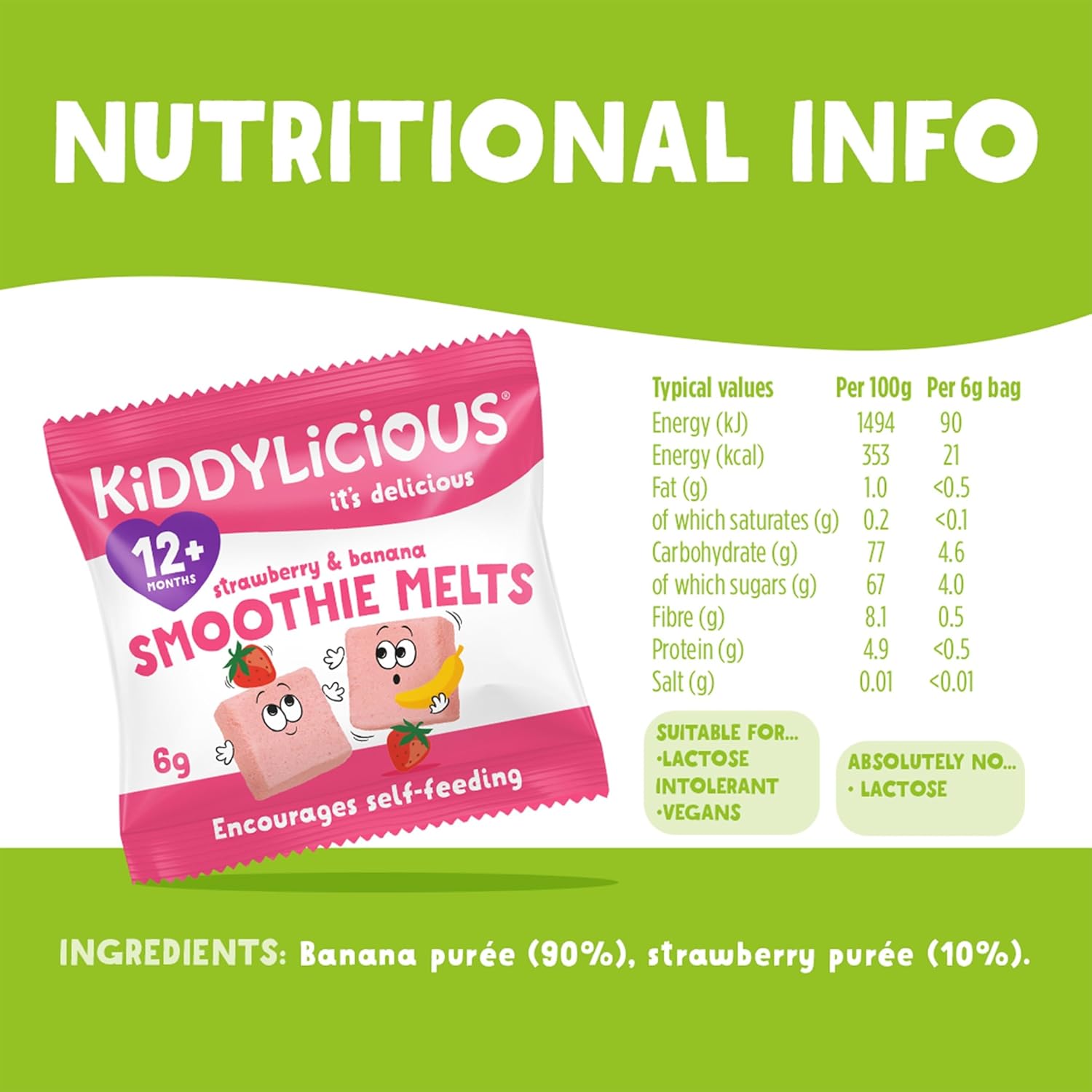 Kiddylicious - Smoothie Melts Strawberry & Banana | 4 Pack Kiddylicious - Smoothie Melts Strawberry & Banana | 4 Pack