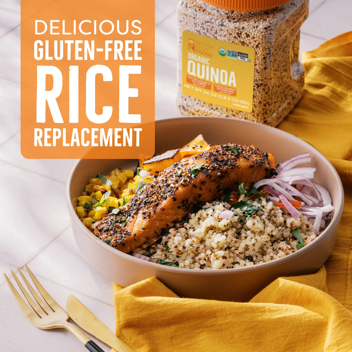 BetterBody Foods organic quinoa benefits infographic