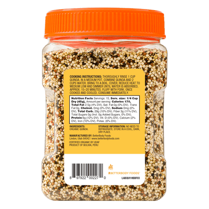 BetterBody Foods Organic Quinoa back of pack