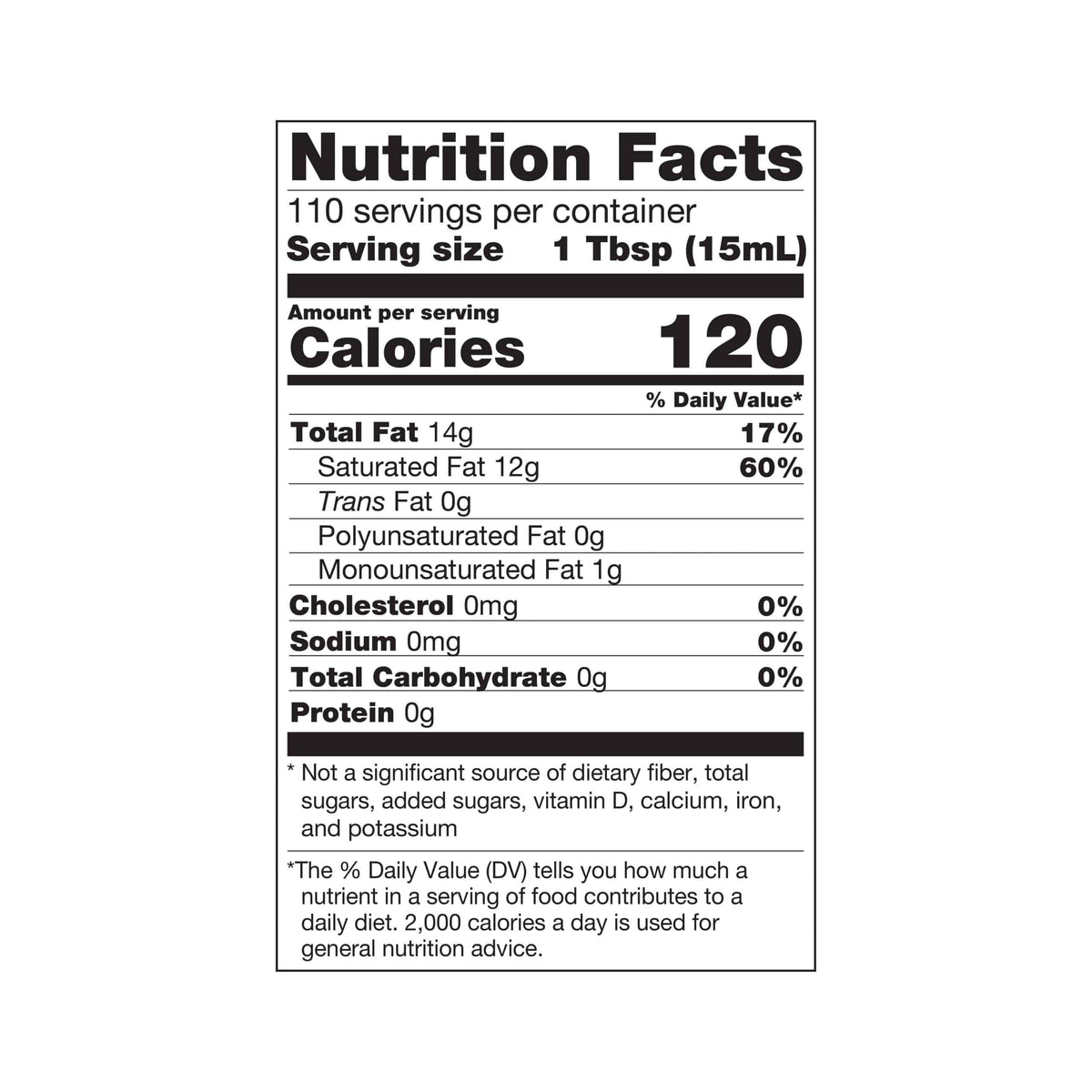 BetterBody Foods refined coconut oil nutrition facts