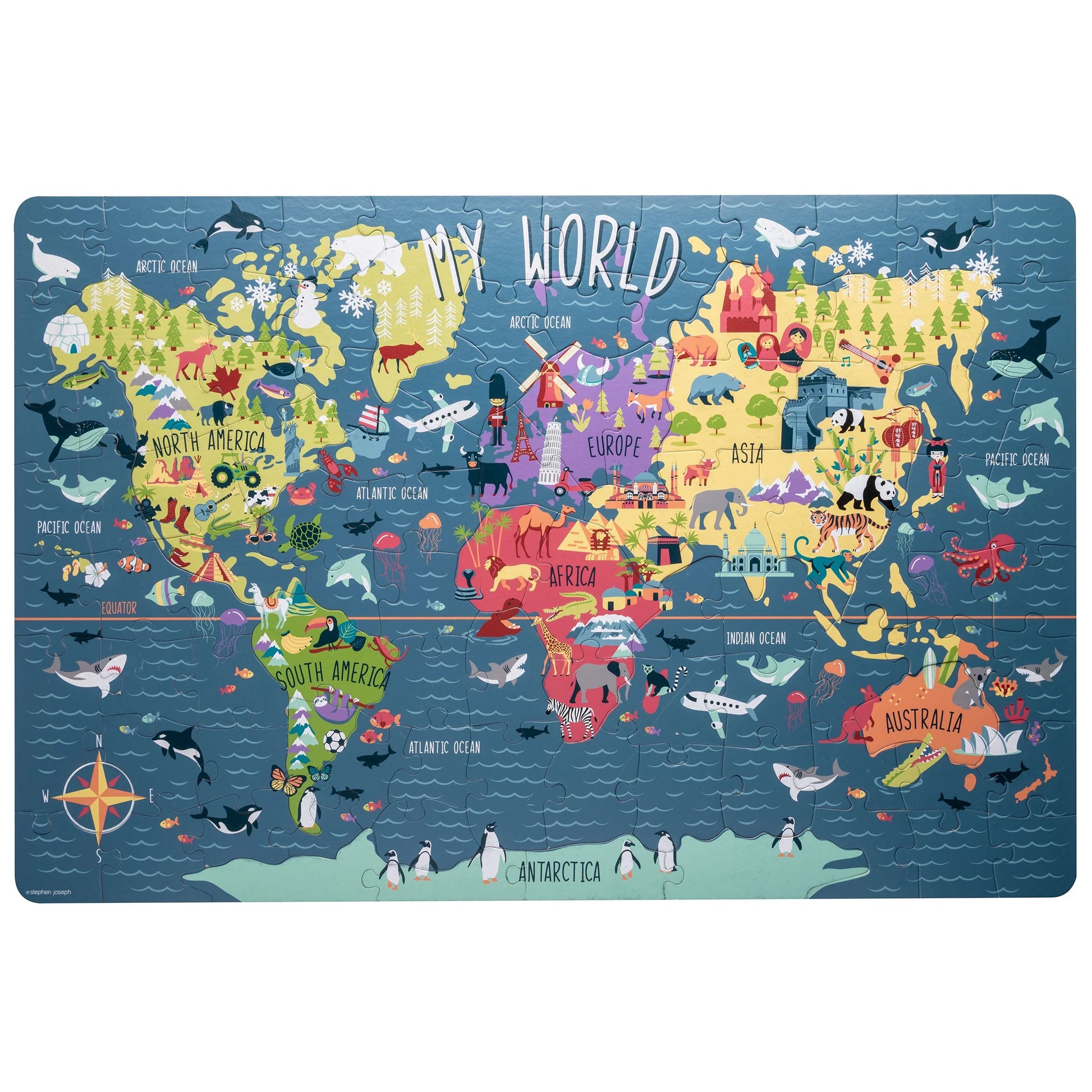 Stephen Joseph - Floor Puzzle - World Stephen Joseph - Floor Puzzle - World