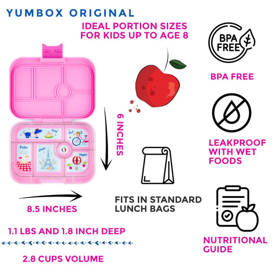 Yumbox Bento Box 6 Compartments Paris Fifi Pink — BambiniJO Jordan
