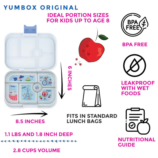 Yumbox Bento Box 6 Compartments Paris Hazy Gray — BambiniJO Jordan
