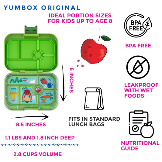 Yumbox Bento Box 6 Compartments Monsters Matcha Green — BambiniJO Jordan