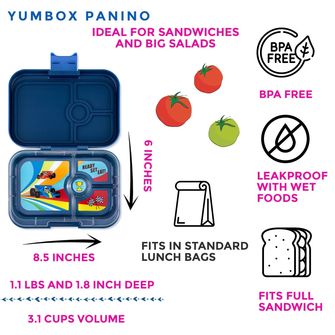 Yumbox - Bento Box | 4 Compartments | Race Cars | Monte Carlo Yumbox - Bento Box | 4 Compartments | Race Cars | Monte Carlo