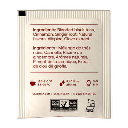 Stash Chai Spice tea bag envelope back — BambiniJO Jordan
