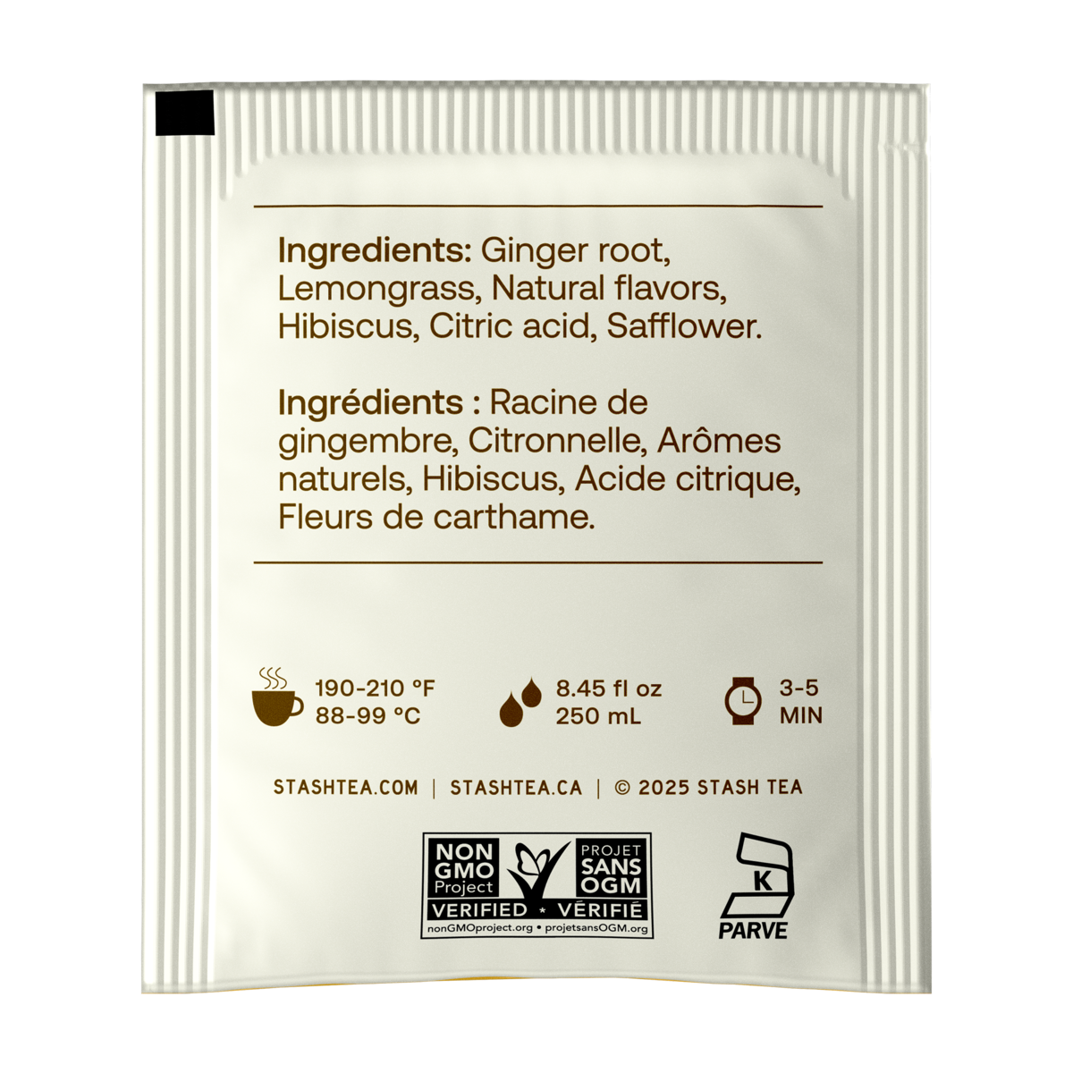 Stash Lemon Ginger tea bag envelope back — BambiniJO Jordan